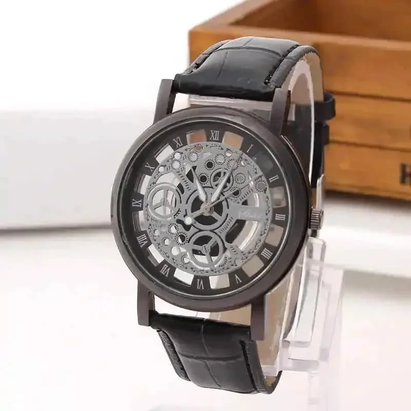 Seton-Montre-bracelet en cuir à quartz pour hommes