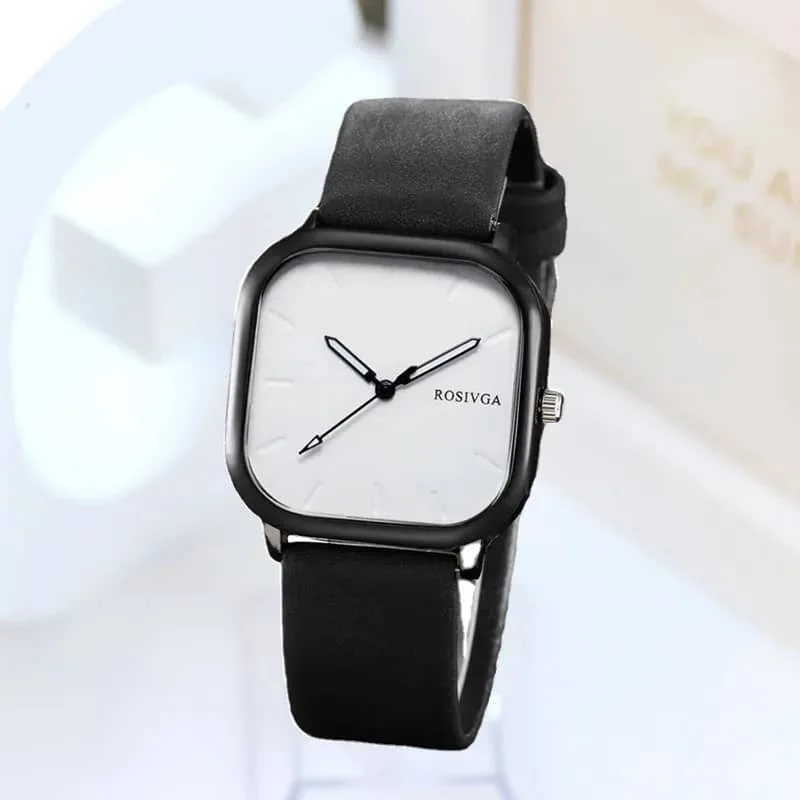 Montre à quartz en cuir PU pour hommes et femmes