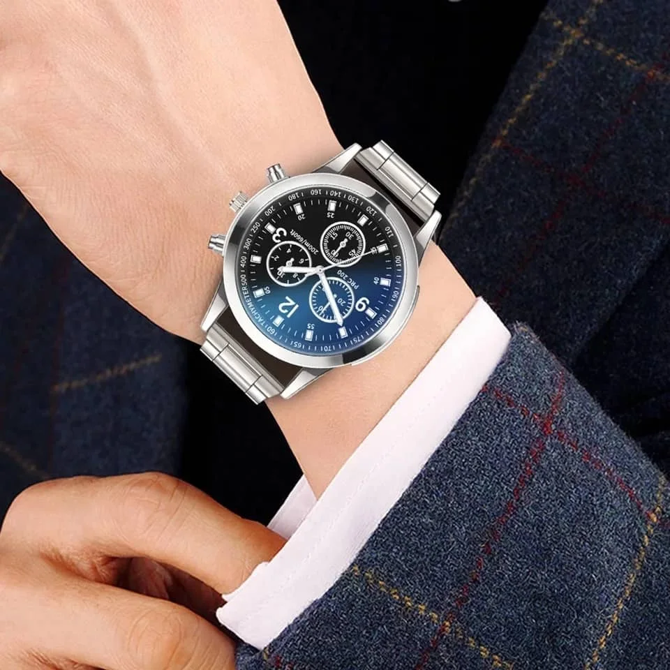 Montre ronde Blu-ray pour homme