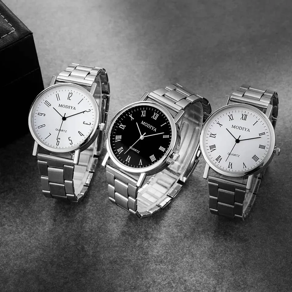 Montre à quartz décontractée en acier inoxydable pour homme