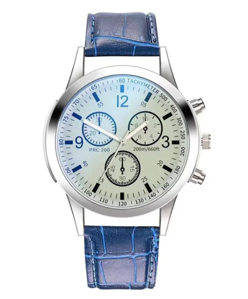 Montre ronde Blu-ray pour homme