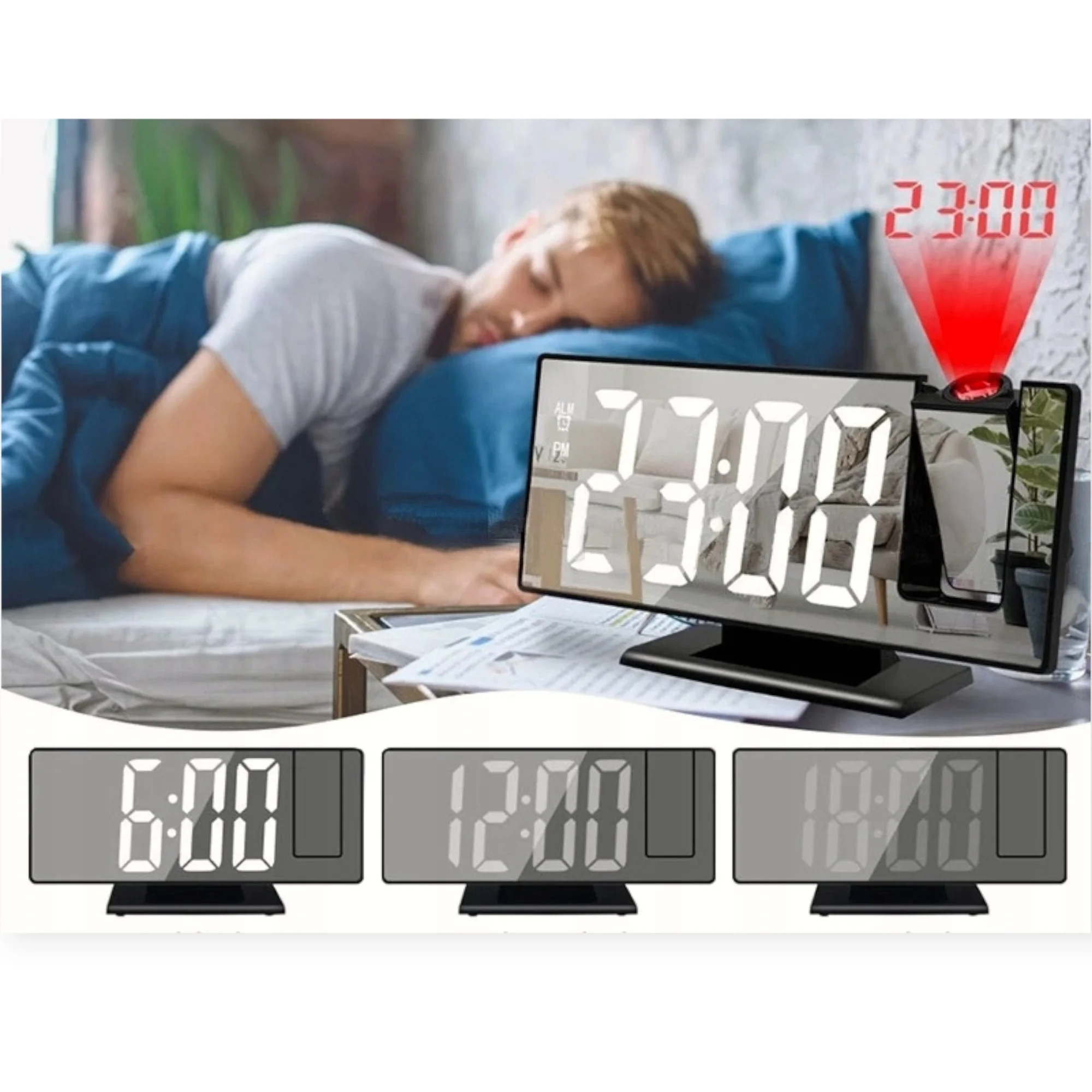 LED Digital Projection Clock الساعة الرقمية LED DCX-673