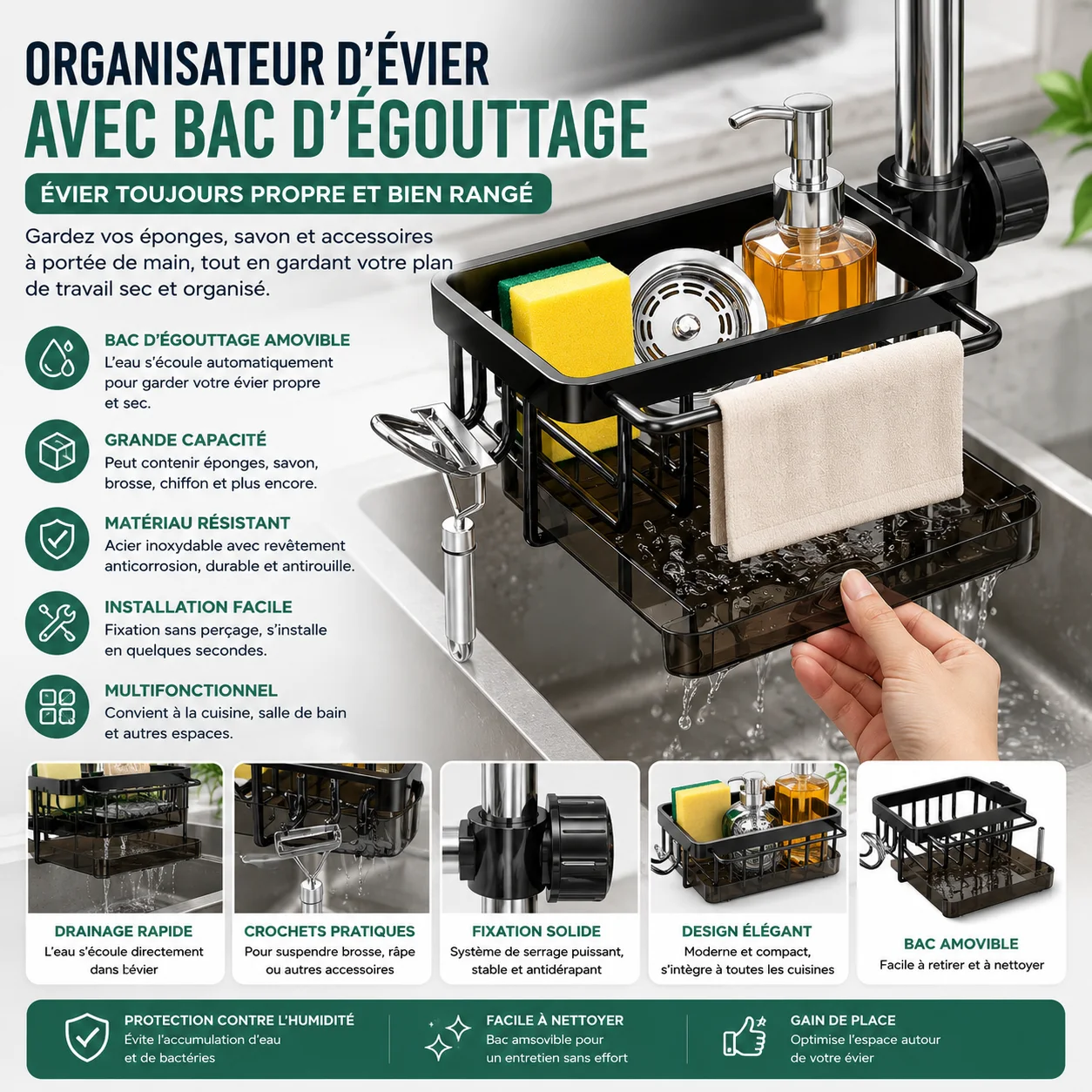 Organisateur d’évier de cuisine