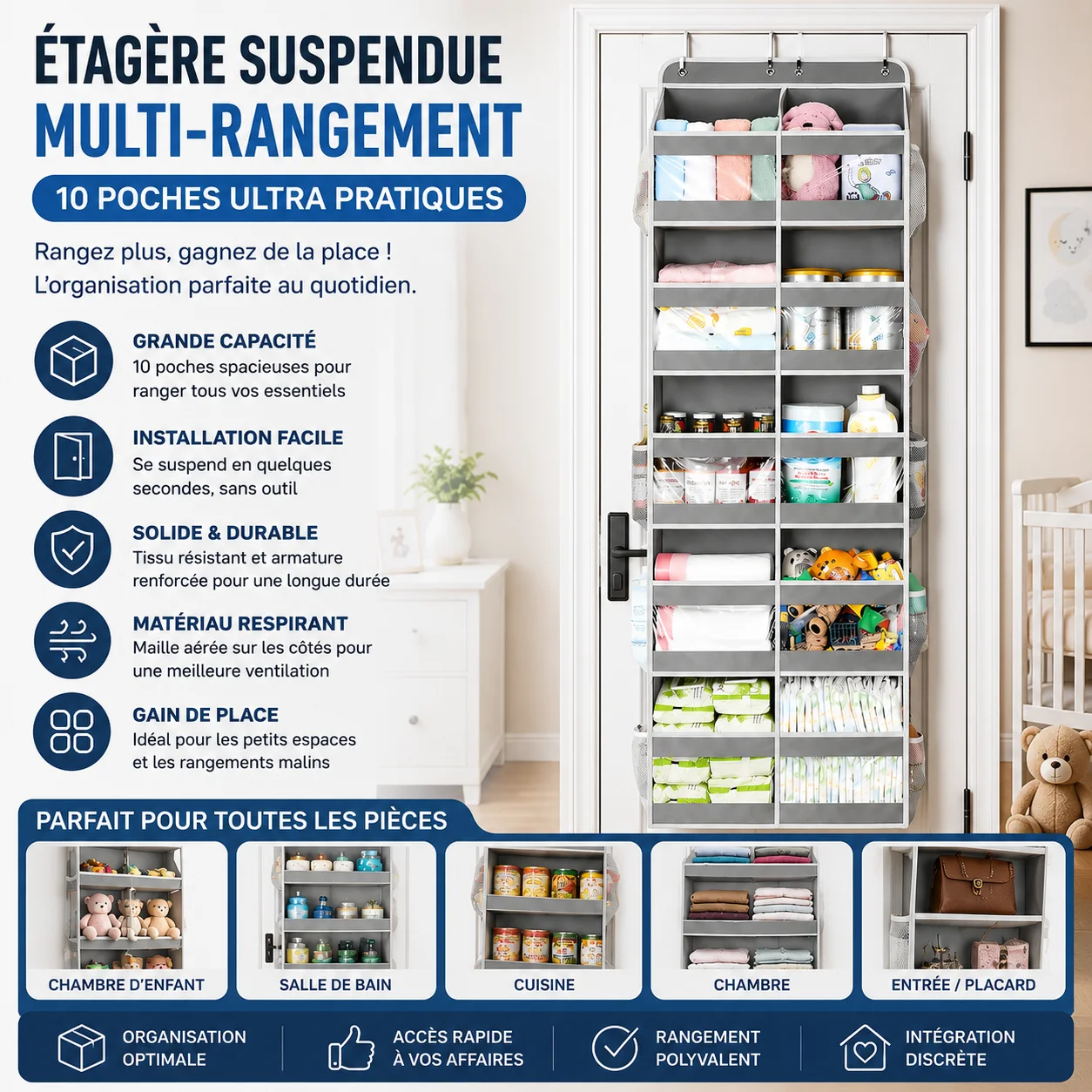 Étagère Suspendue Multi-Rangement