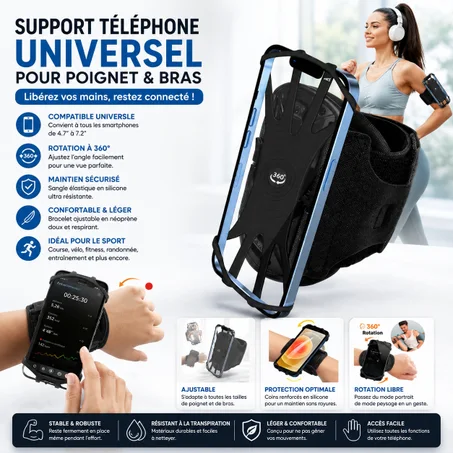 Support Téléphone Universel pour Poignet & Bras