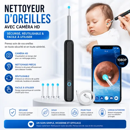 Nettoyeur d’Oreilles avec Caméra HD