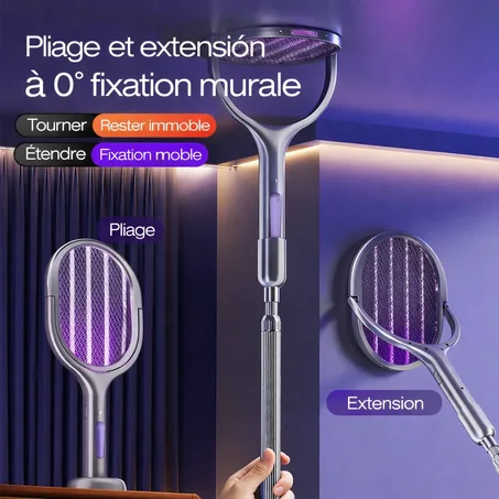 Raquette Anti-Moustiques Électrique 2 en 1