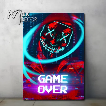 لوحة مطبوعة Game over البلايستيشن والحاسوب v1