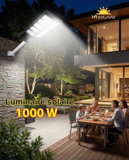Luminaire solaire 1000W – Éclairage puissant sans électricité