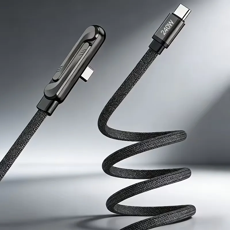 حامل هاتف قابل للطي MAX بقدرة 240 واط مع كابل بيانات | شحن سريع مزدوج Type-C، كابل مضفّر، متوافق مع عدة هواتف، ونقل بيانات USB.