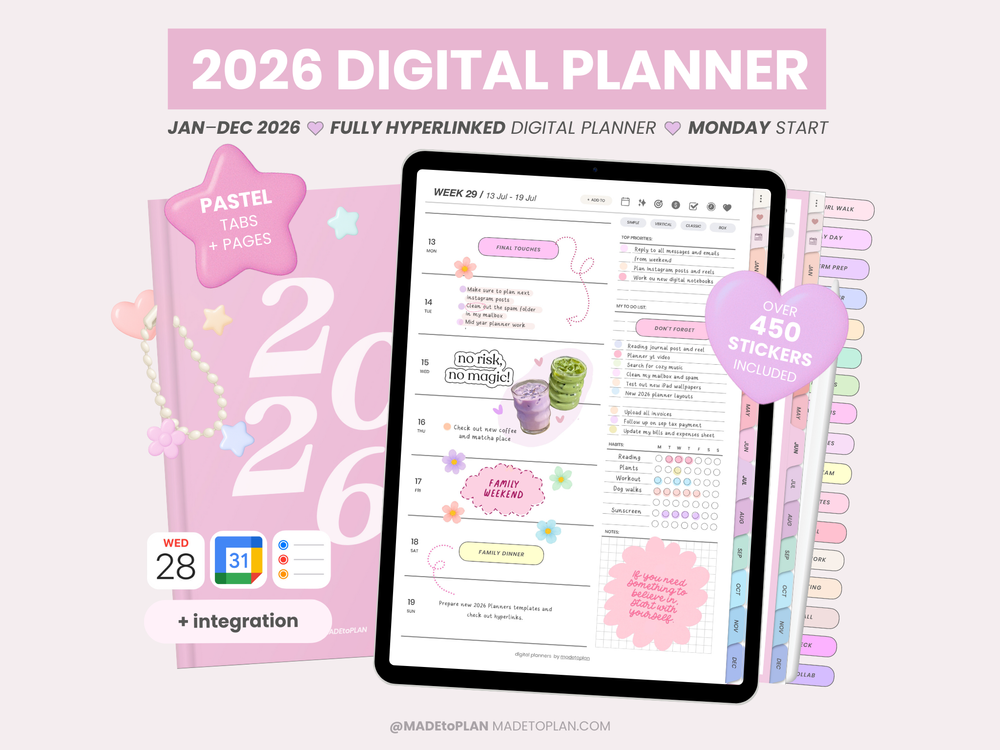 2026 Planner PASTEL Tabs