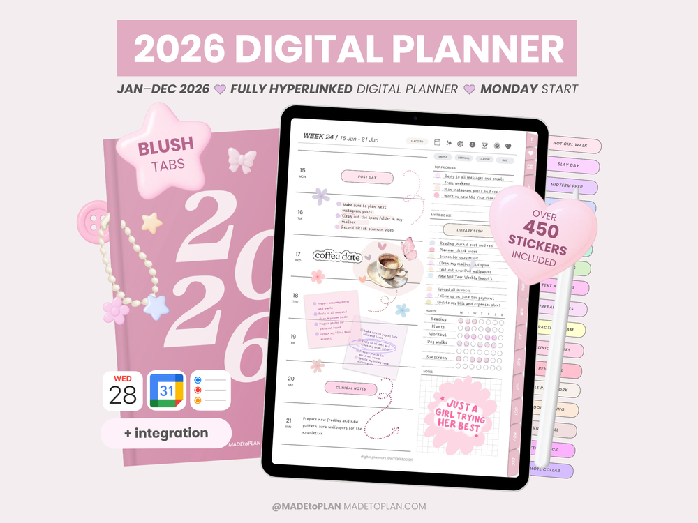 2026 Planner BLUSH Tabs