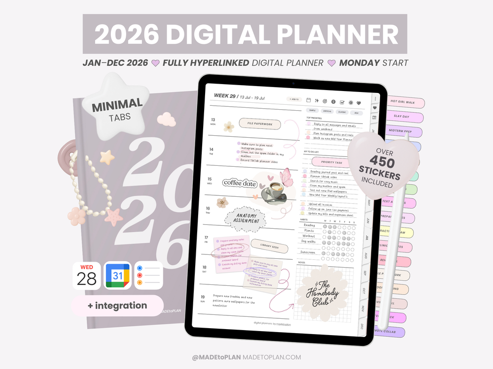 2026 Planner MINIMAL Tabs