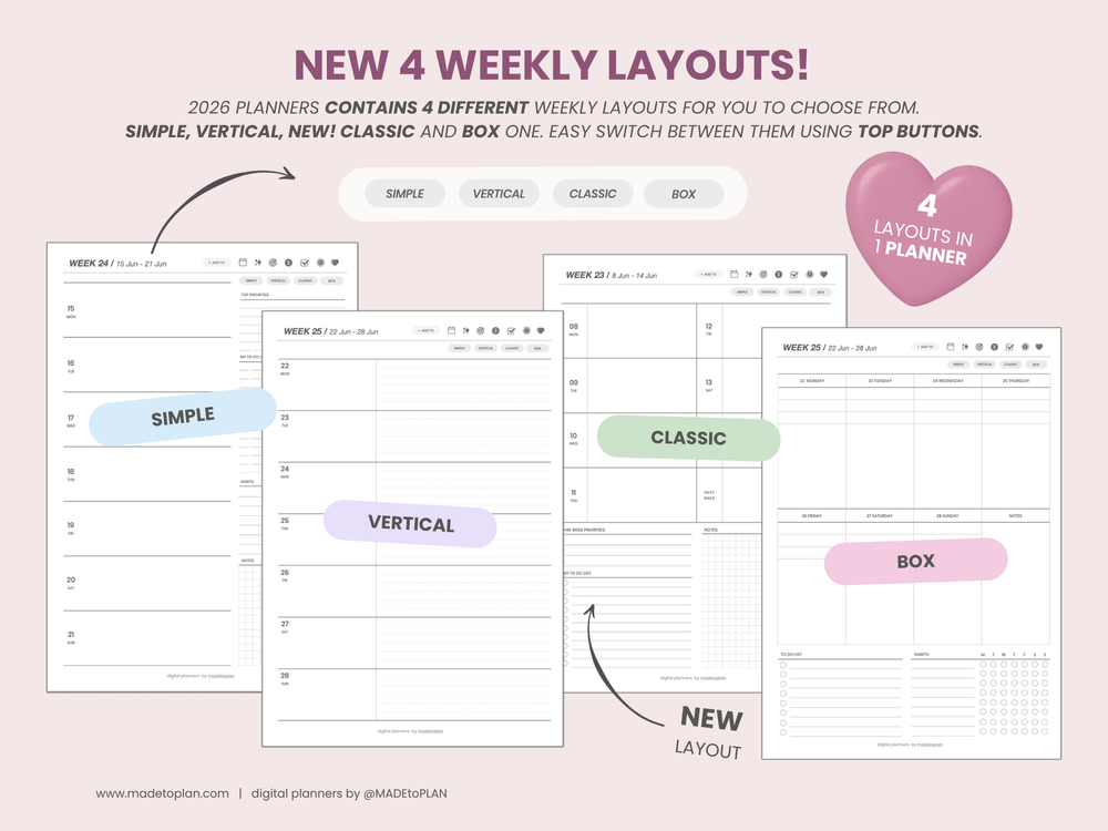 2026 Planner BURGUNDY Tabs