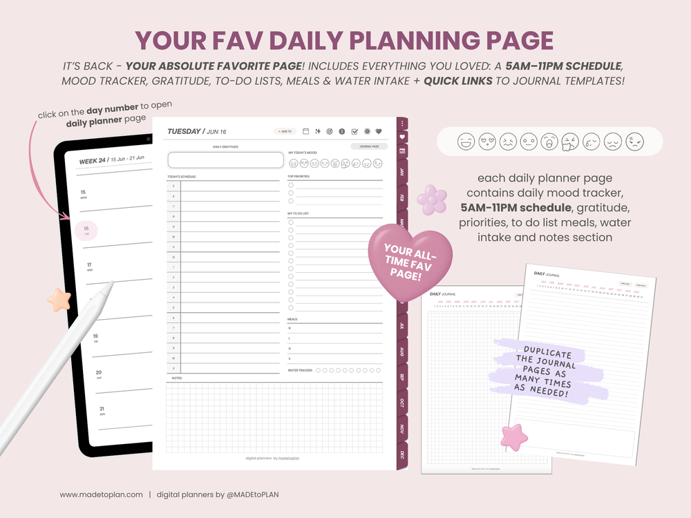 2026 Planner BURGUNDY Tabs