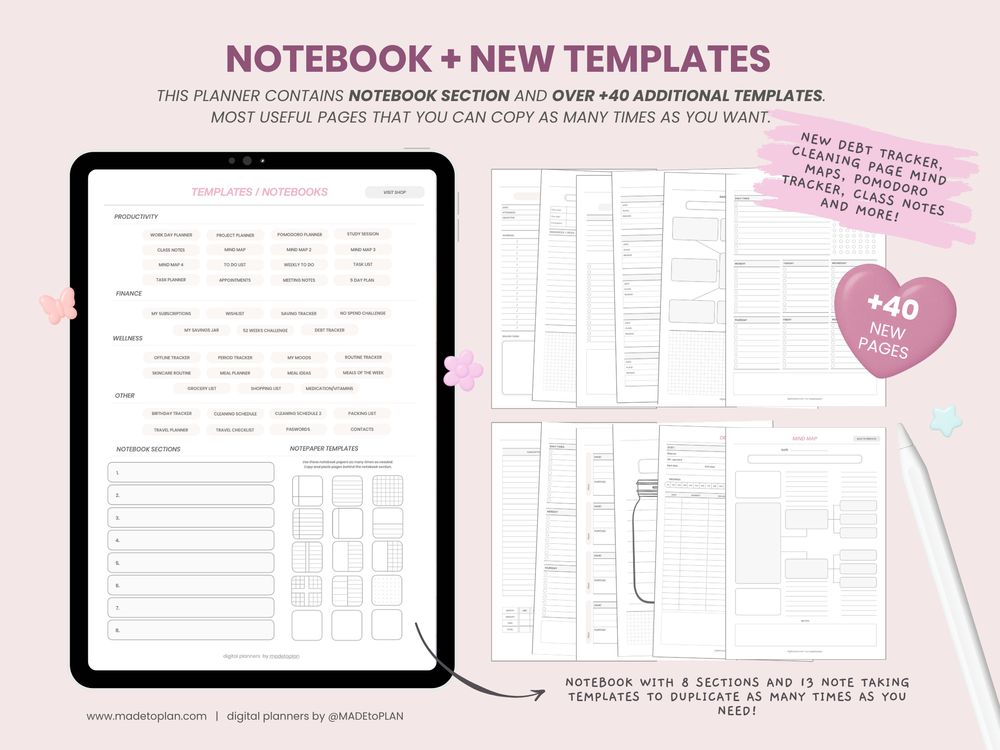 2026 Planner BURGUNDY Tabs