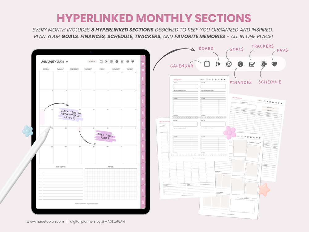 2026 Planner BUBBLEGUM Tabs