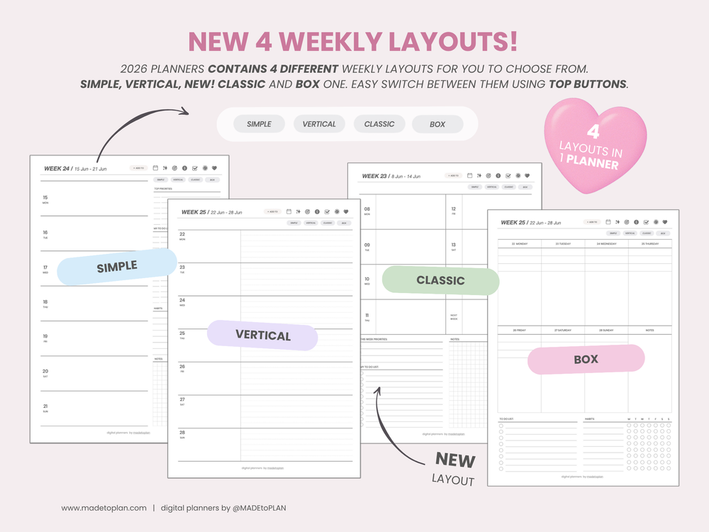 2026 Planner BUBBLEGUM Tabs