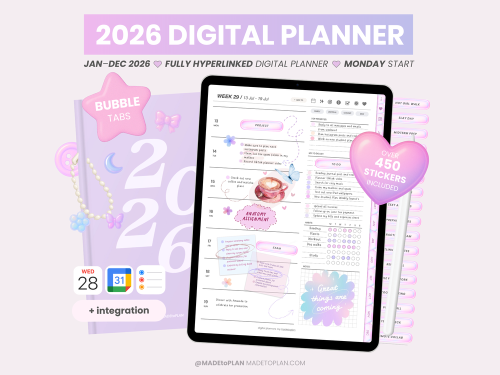 2026 Planner BUBBLE Tabs