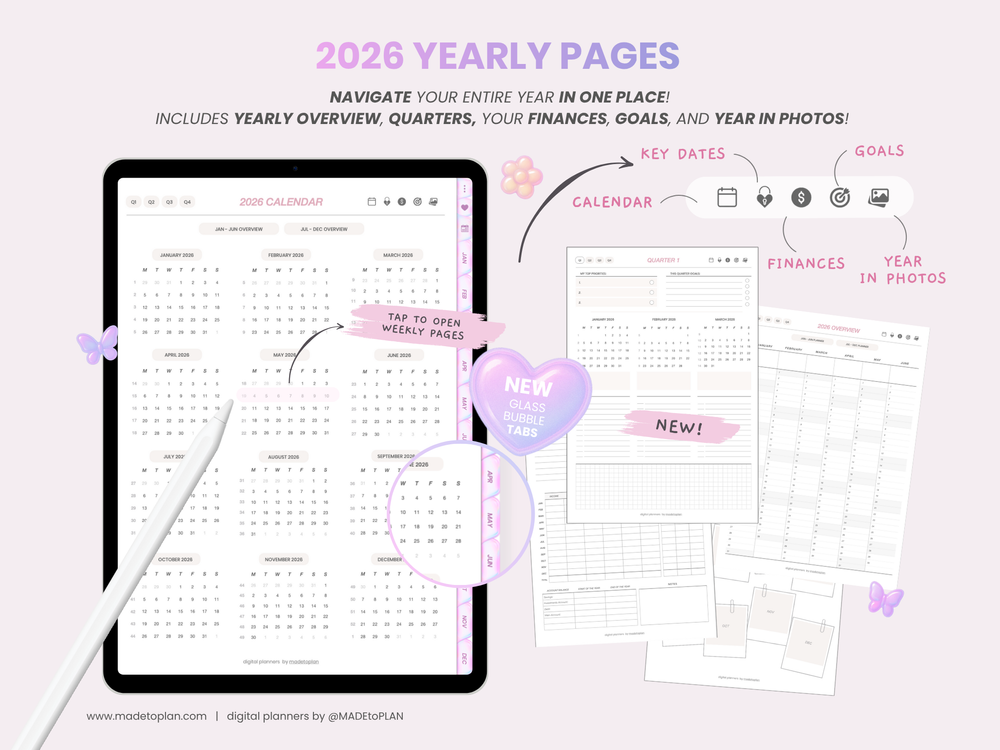 2026 Planner BUBBLE Tabs