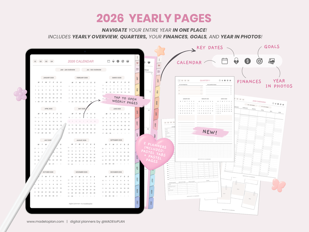 2026 Planner PASTEL Tabs