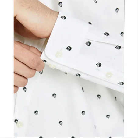 شيميز رجالي كم ابيض منقط كم