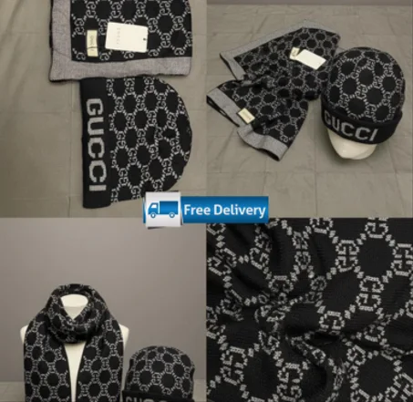 قبعة صوف   وشاح غوتشي من الكشمير