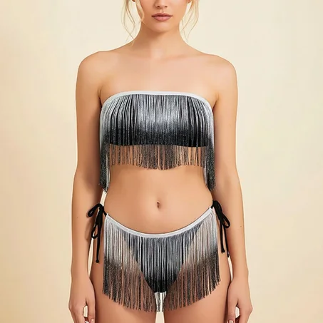 Ensemble de culottes de soutien-gorge fantaisie à pompon pour femmes