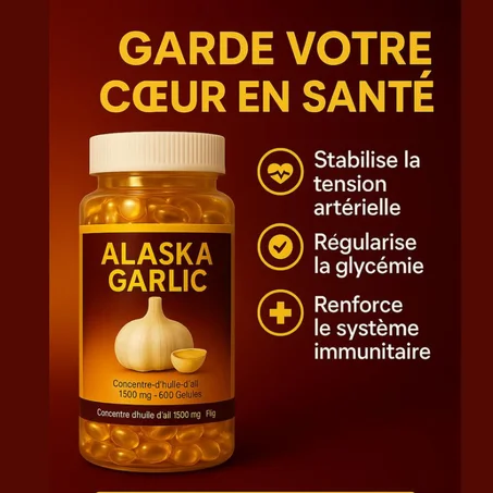 ALASKA GARLIC 500 GÉLULES USA ( AVC, HYPERTENSION, CHOLESTÉROL,FOIE, REINS, DIGESTION, DIABÈTE