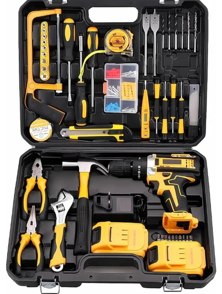 اخرى أدوات كهربائية بقوة 48 فولت، مثقاب كهربائي لاسلكي و 128 قطعة