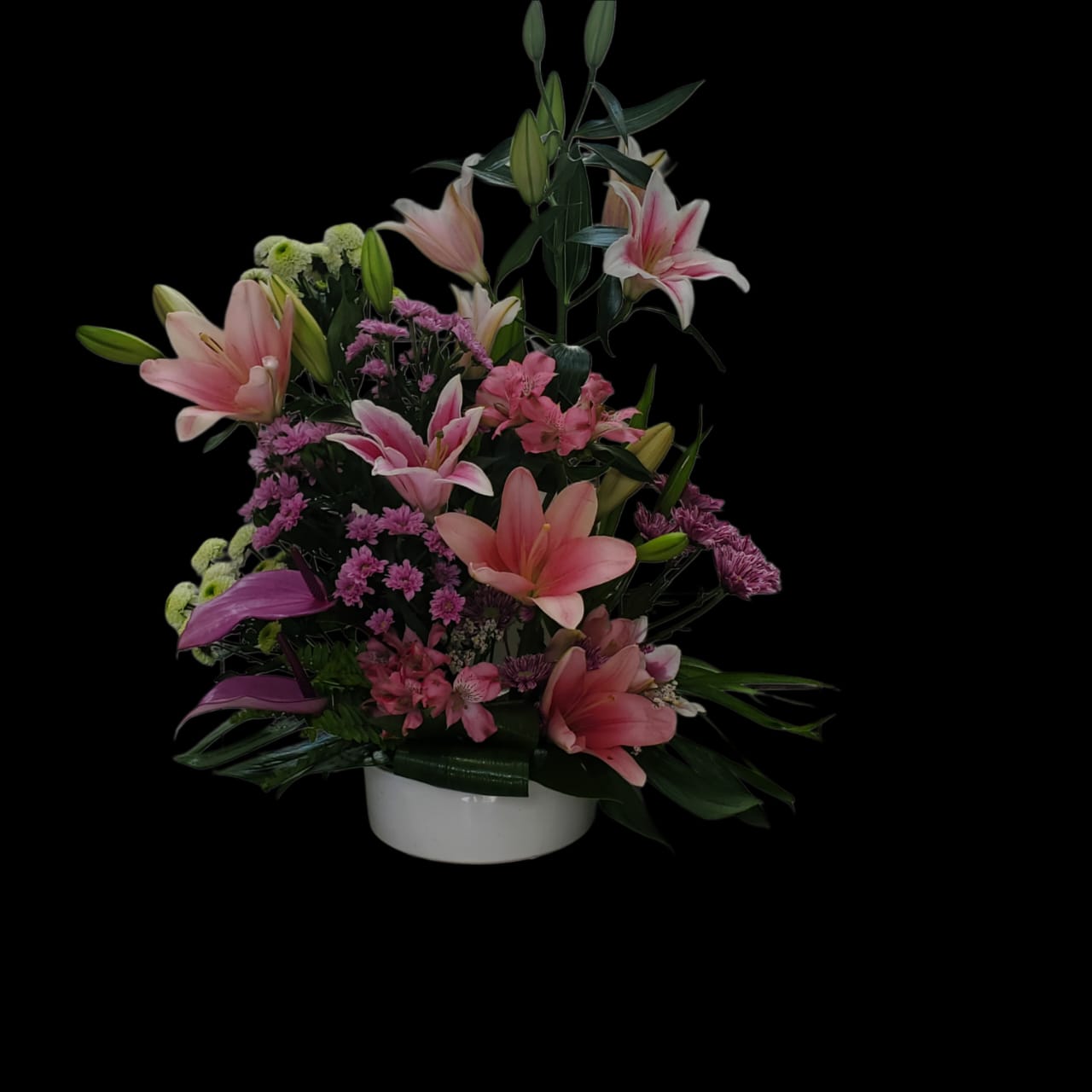 Composition Florale Rose & Violet