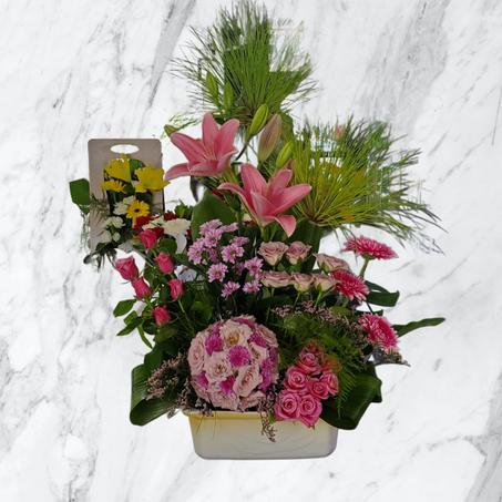 Arrangement Floral Élégant – Roses & Lys Roses