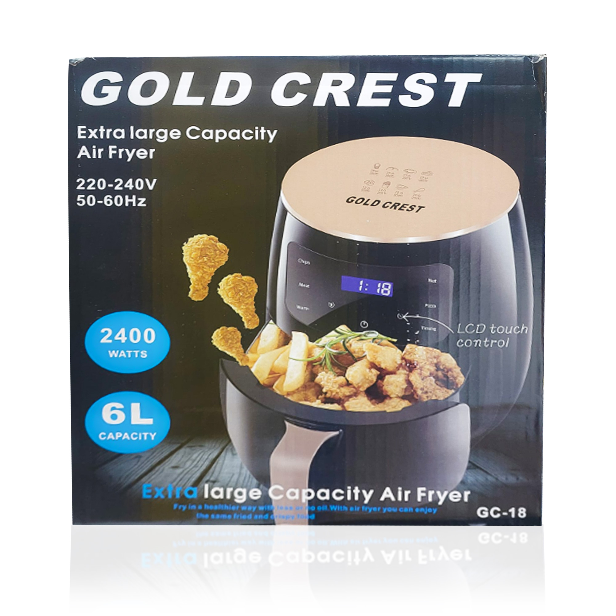 • قلاية هوائية جولدن كريست 6 لتر بضمان عام