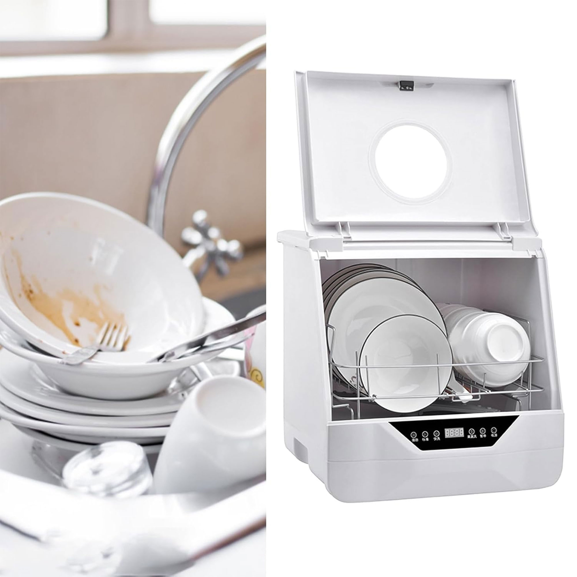 عرض غسالة صحون لسطح الطاولة بضمان عامين مع 2 منظف فوم هدية