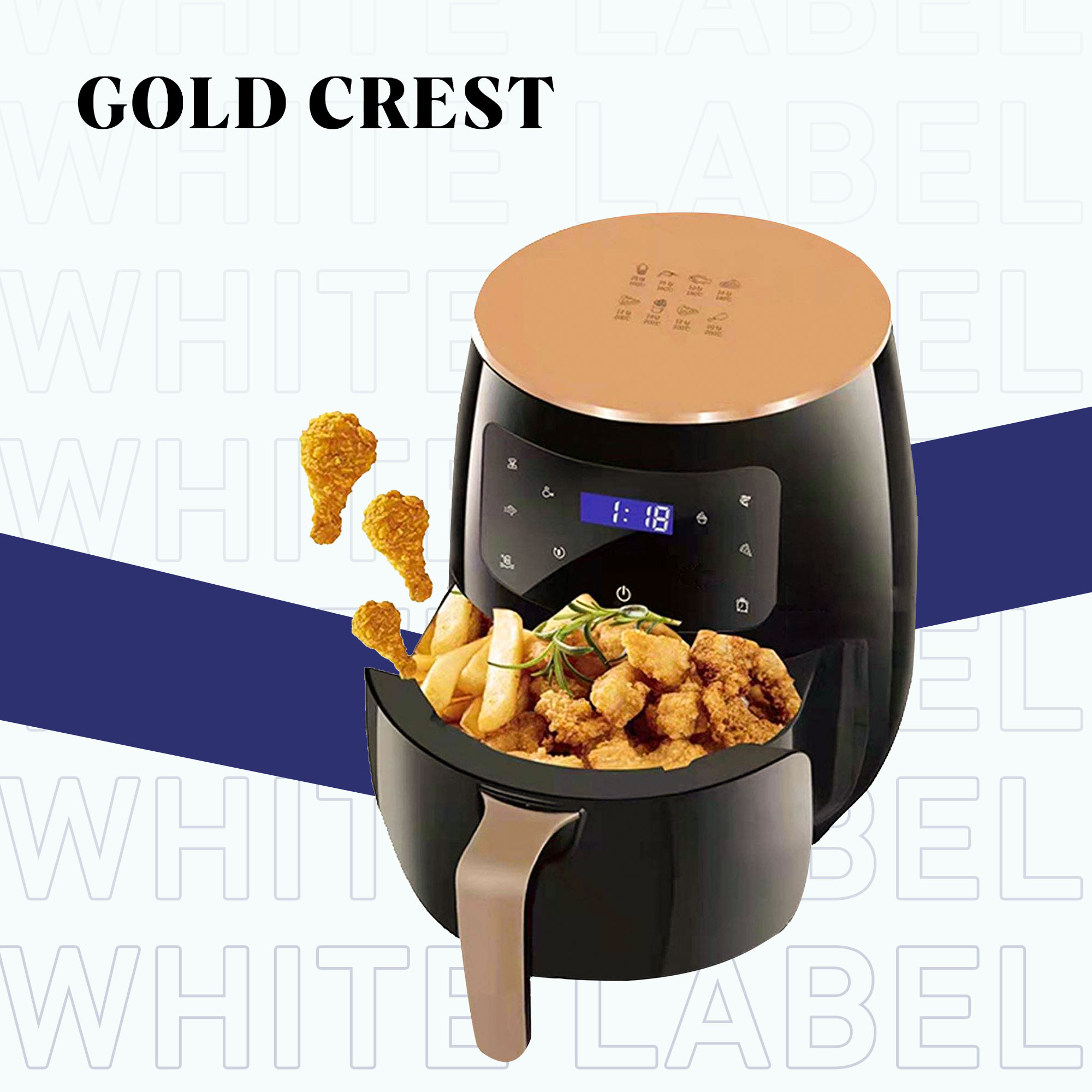 • قلاية هوائية جولدن كريست 6 لتر بضمان عام