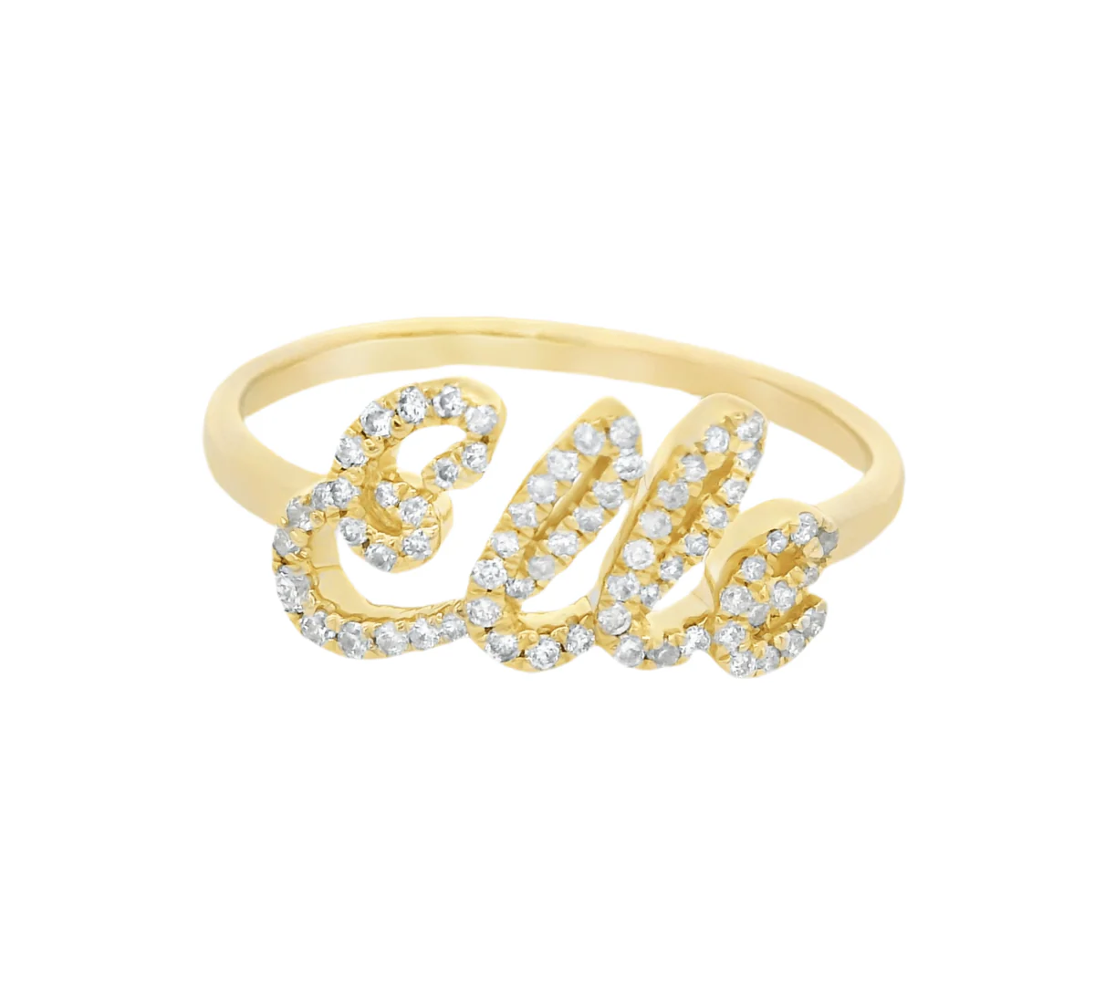Personalized Script Nameplate Diamond Ring