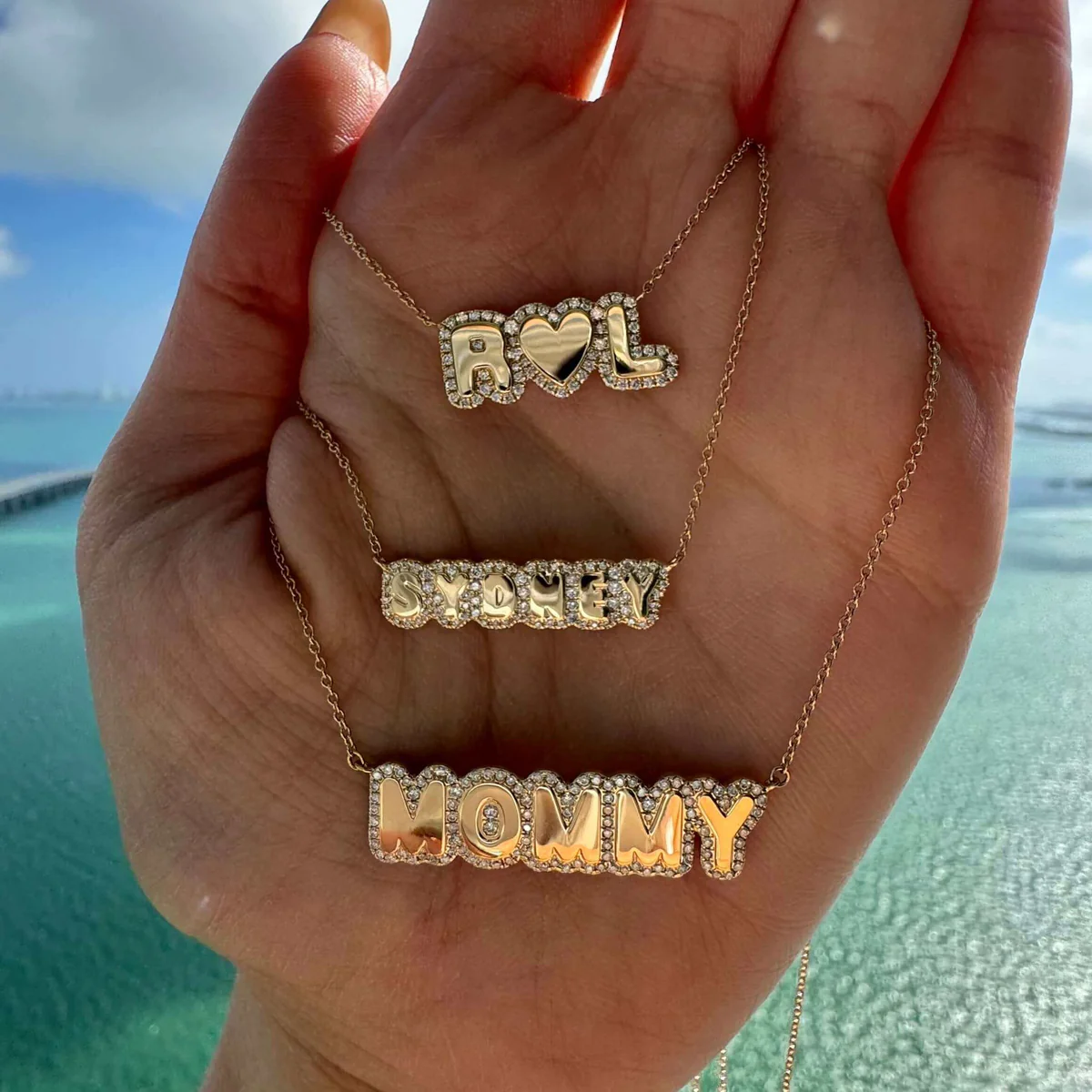 Personalized Diamond Cloud Nameplate Necklace