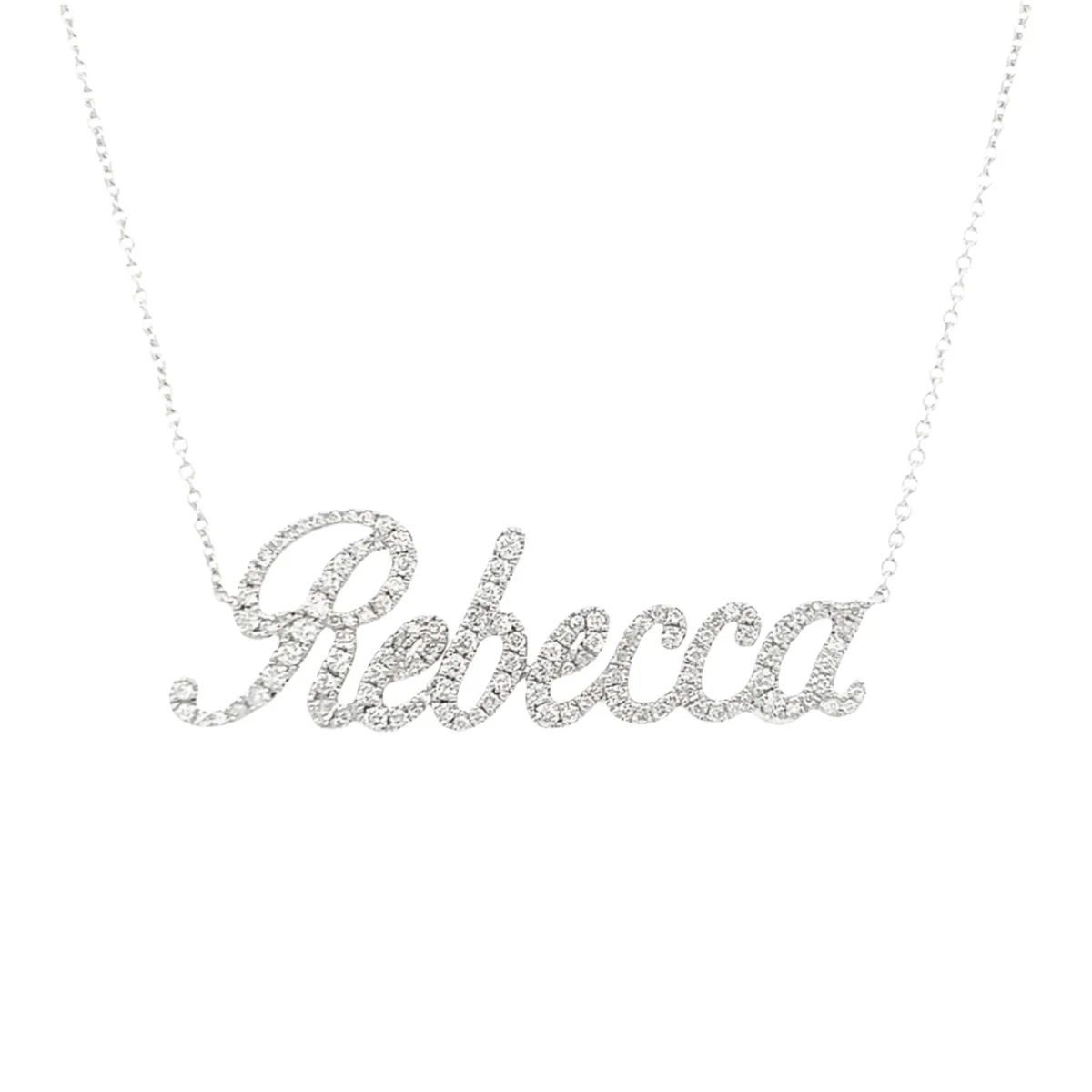 Personalized Script Nameplate Diamond Necklace