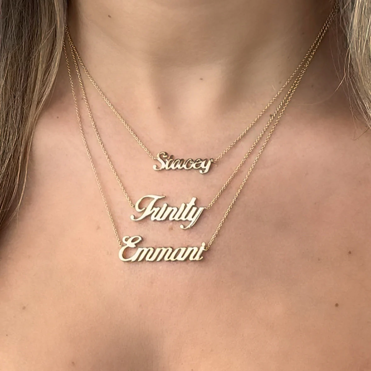 Personalized Script Nameplate Gold Necklace