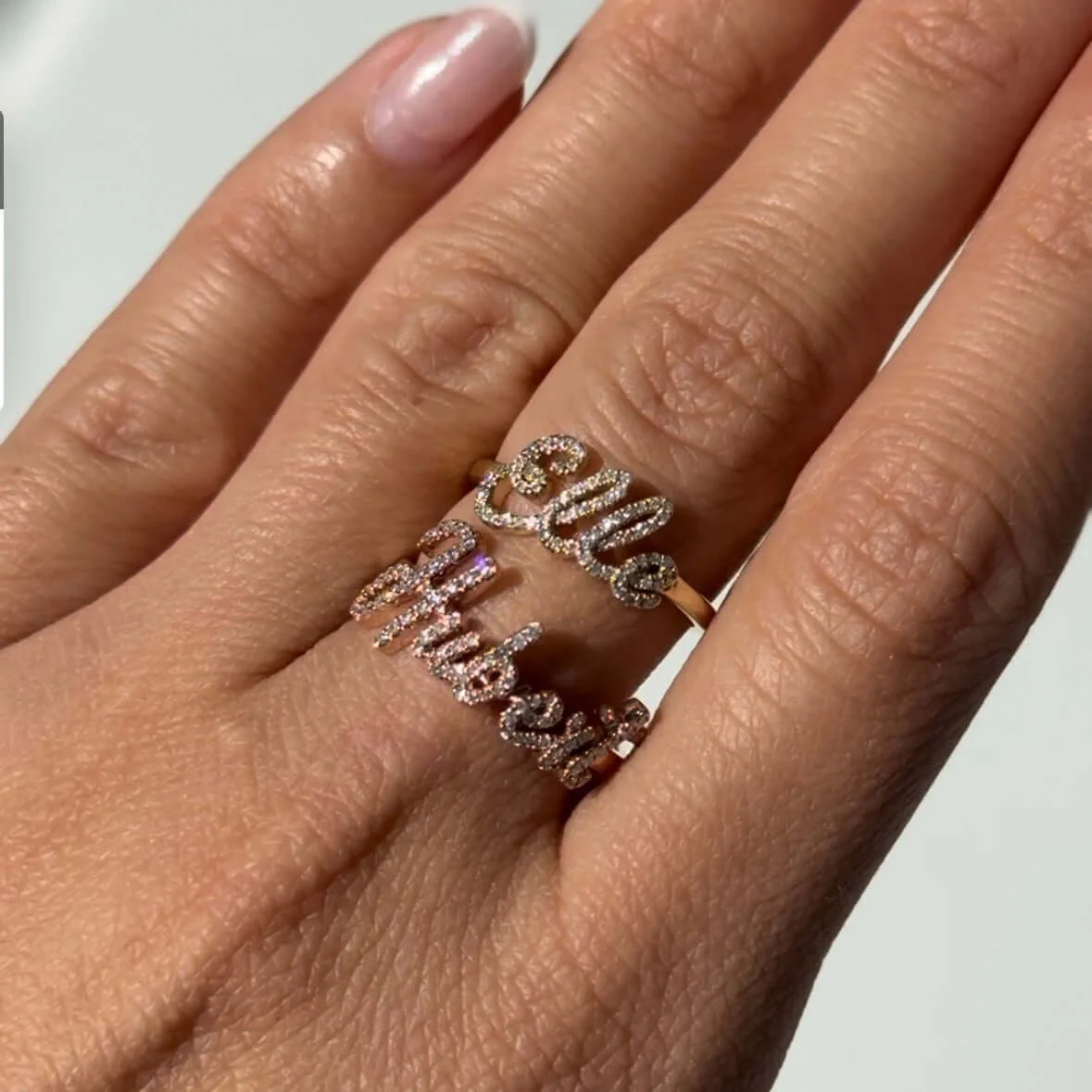 Personalized Script Nameplate Diamond Ring
