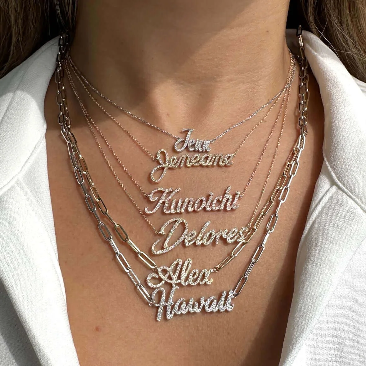 Personalized Script Nameplate Diamond Necklace