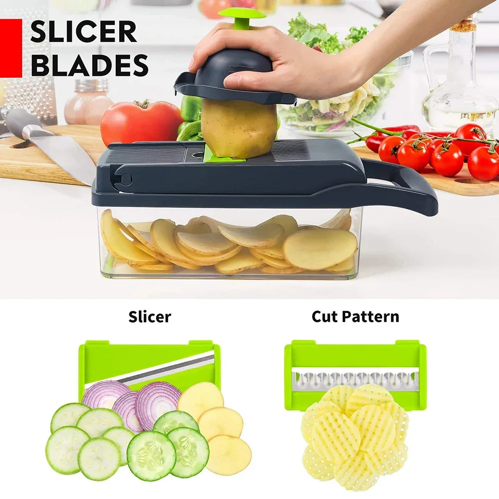 MasterSlice™ 16-en-1 - La Mandoline du Chef : Découpe-Légumes Multifonction & Sécurisé