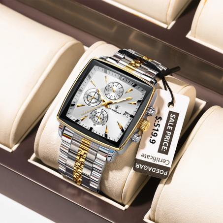 POEDAGAR 866 montres à quartz en acier inoxydable pour hommes montre-bracelet carrée de luxe pour hommes