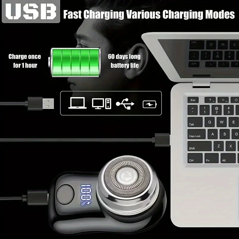 Mini Rasoir Électrique Intelligent – Zéro Coupure, Zéro Compromis GB