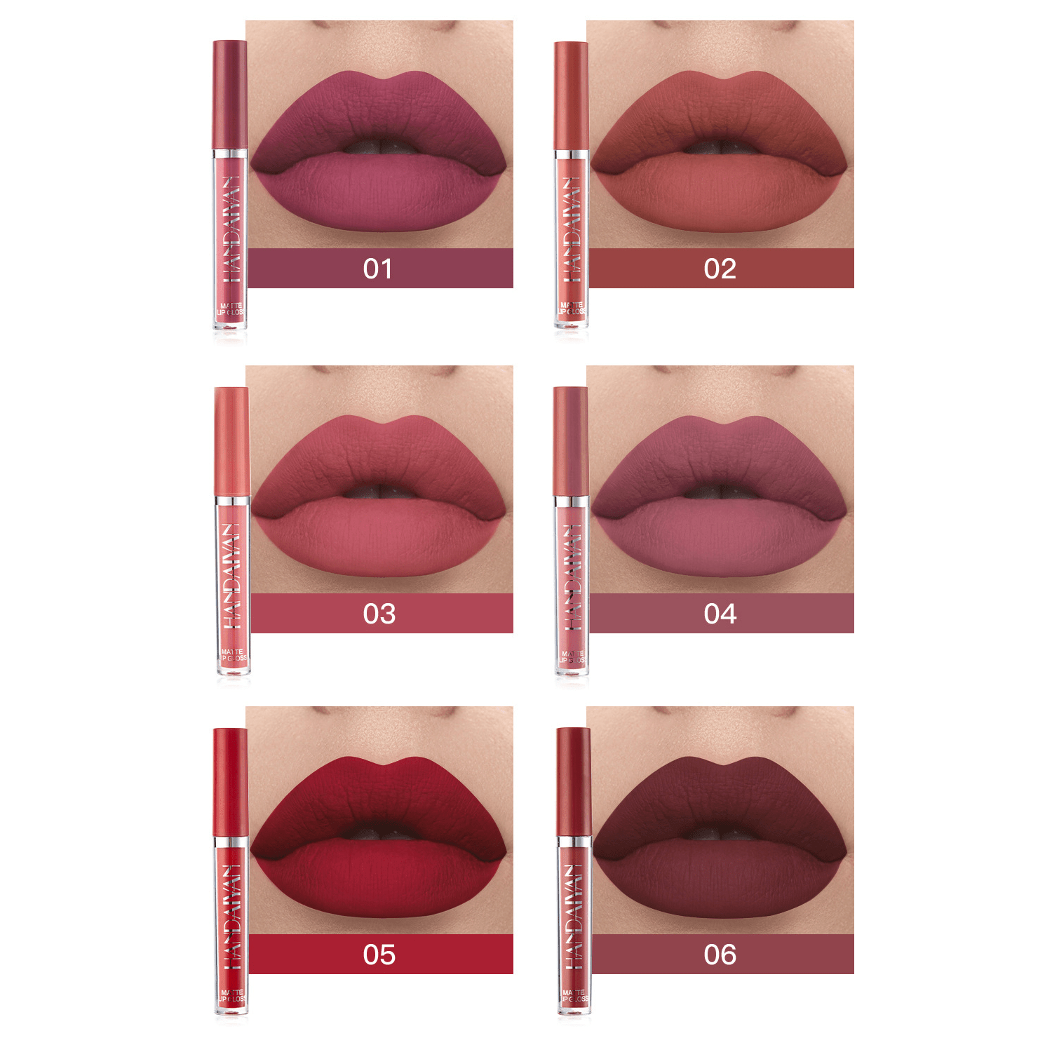 Ensemble 6 en 1 Teintes - Rouge à Lèvres Liquide Mat