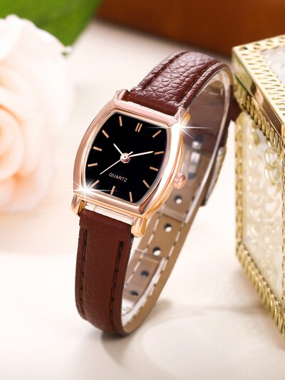 Ensemble de bijoux, montre Elegant Chic en forme de cœur tabac