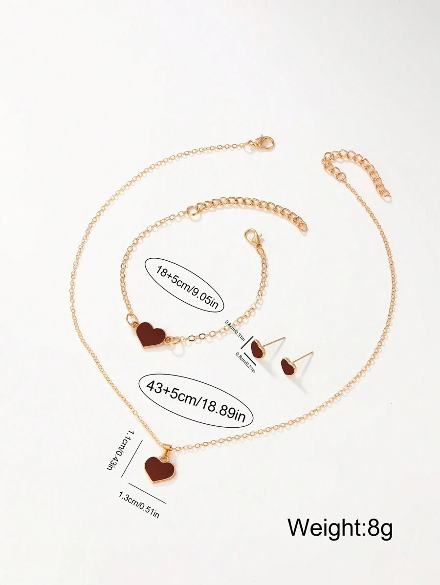 Ensemble de bijoux, montre Elegant Chic en forme de cœur tabac
