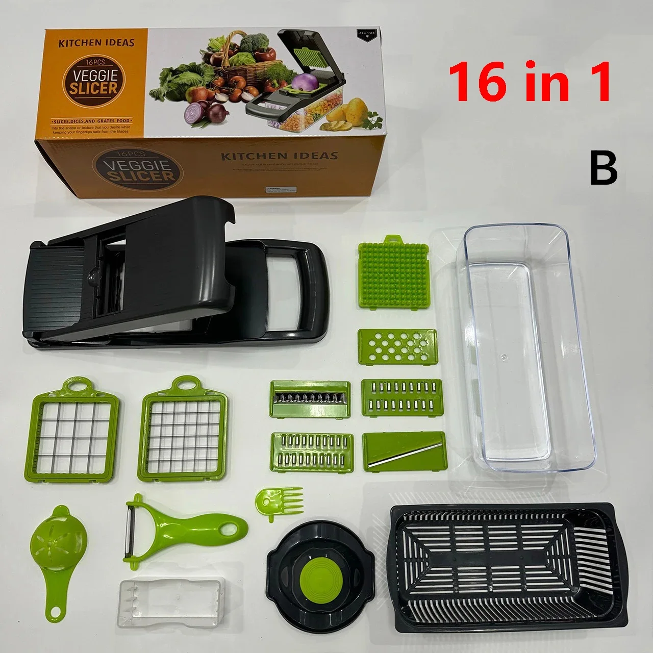 MasterSlice™ 16-en-1 - La Mandoline du Chef : Découpe-Légumes Multifonction & Sécurisé