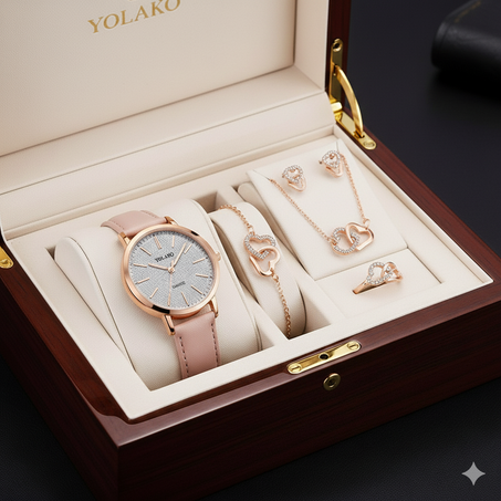 Coffret Élégance Cœurs Entrelacés – 5 Pièces Uniques