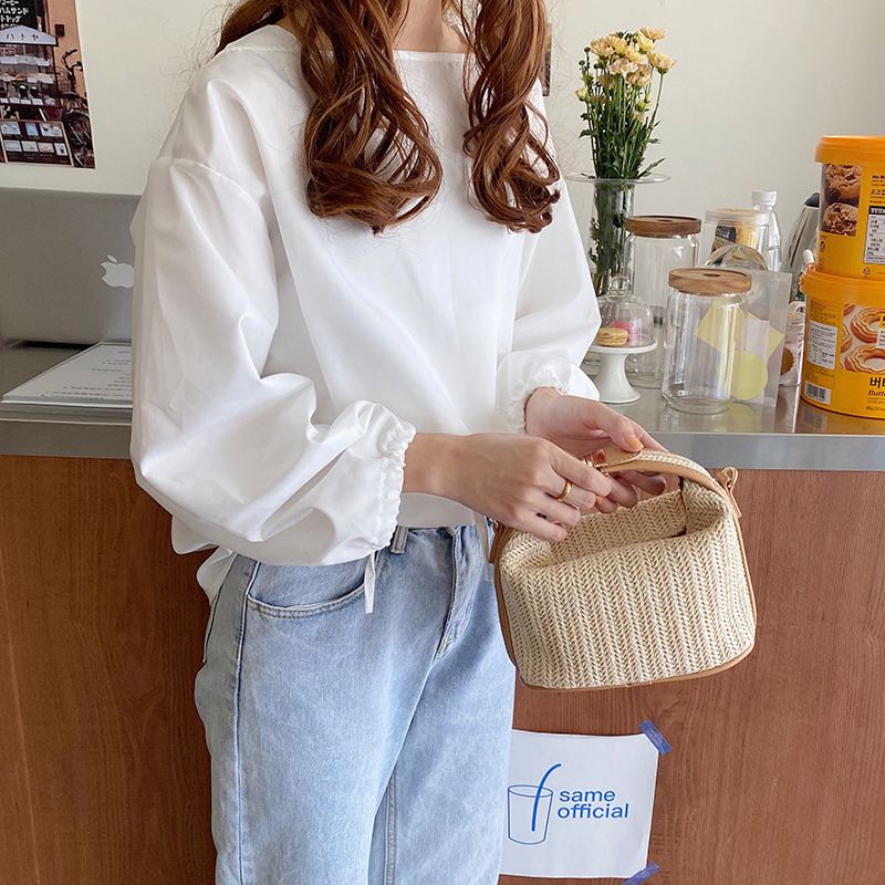 Été Nouvelles Vacances Tendance Herbe Tricoté Sac à Main Mode Sac à Main Femme Tendance Quotidien Polyvalent Une Epaule Diagonale Chevauchée